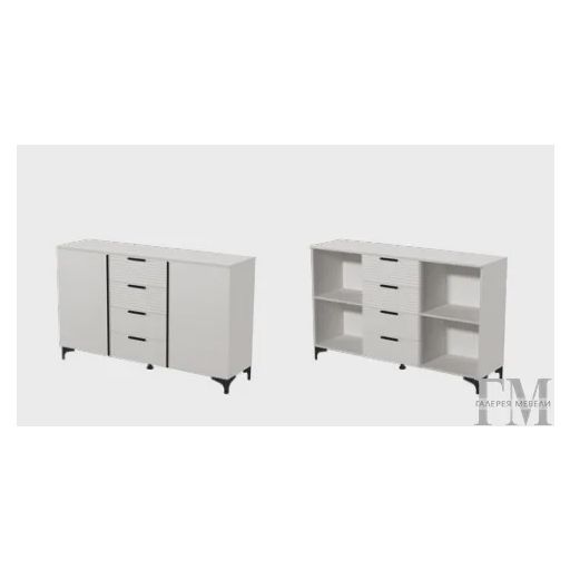 Комод «Брента», белый, 4 ящика, 2 дверцы